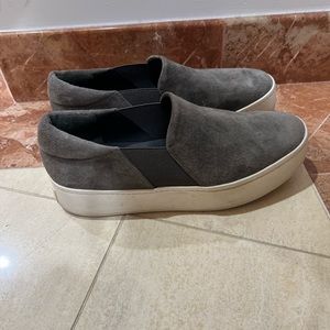 Vince platform slip ons. Suede with rubber, platform soles